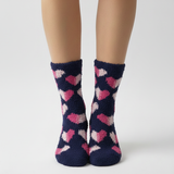 MIDNIGHT ROSE HEARTS COZY WARM SOCKS
