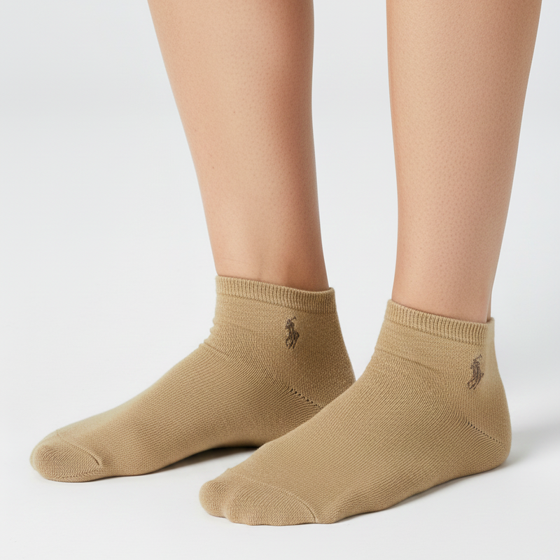RL POLO SIGNATURE DAILY ANKLE SOCKS - SAND