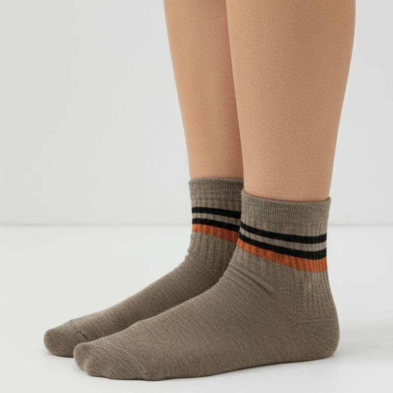 BLACK AND ORANGE STRIPED RETRO CREW SOCKS