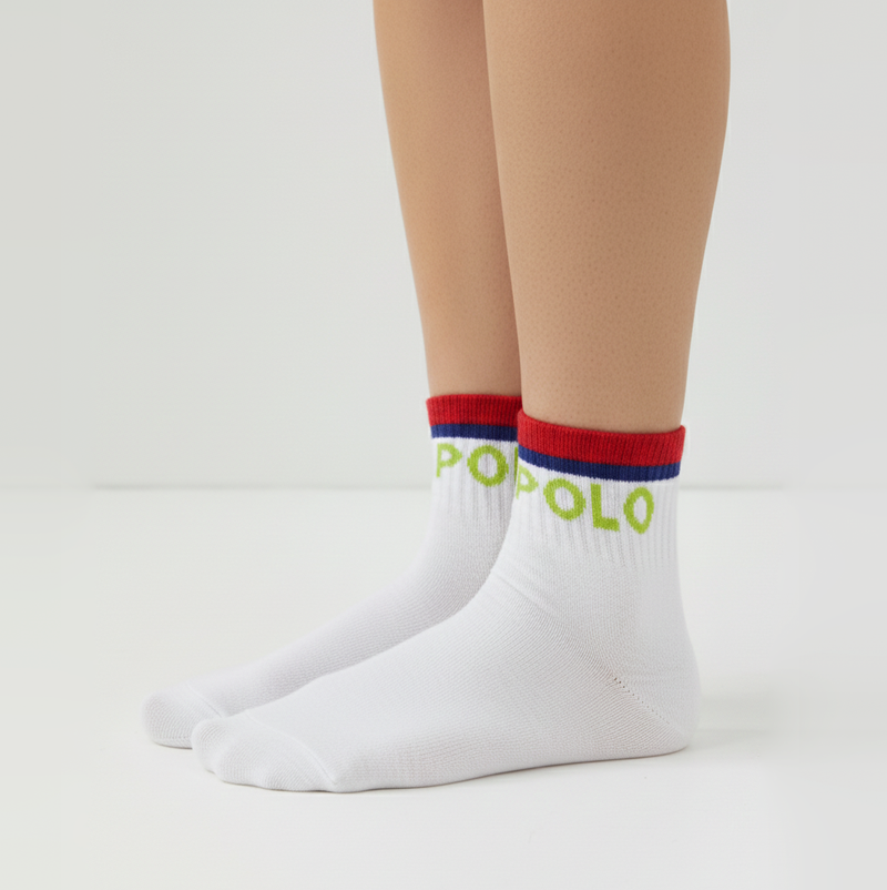 WHITE PREMIUM USPA ANKLE SOCKS 7-10 YRS