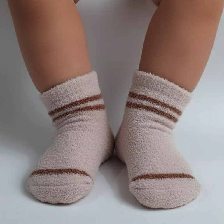 HUDSON BABY GIRL COTTON TERRY STRIPE COZY WARM SOCKS 0-2 YRS