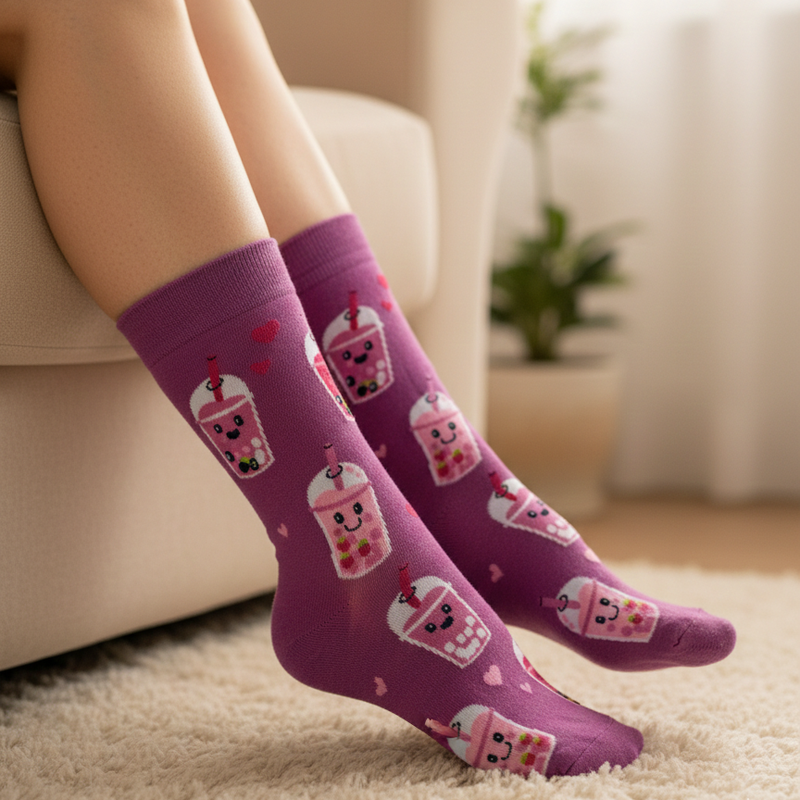 SWEET SIP PURPLE BOBA TEA GRAPHIC SOCKS