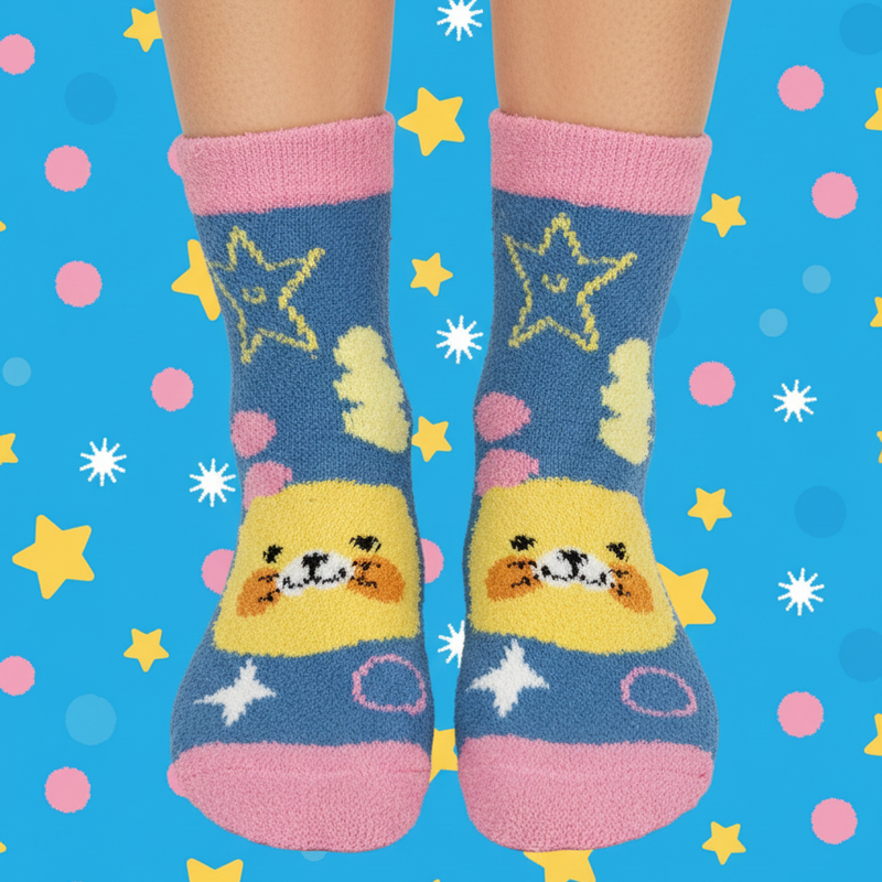 CELESTIAL STARRY BEAR PLUSH CREW COZY WARM SOCKS