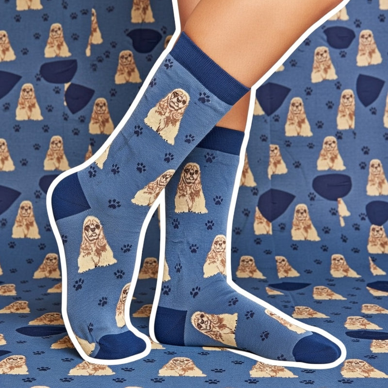 GOLDEN COCKER" SLATE BLUE PET SOCKS