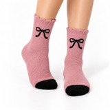 BLUSH BOW COZY WARM WARM SOCKS