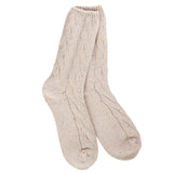 OATMEAL CONFETTI CABLE COZY WARM SOCKS