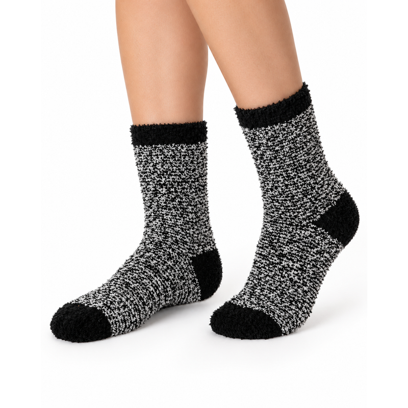 MIDNIGHT SNOW SPECKLE COZY WARM SOCKS