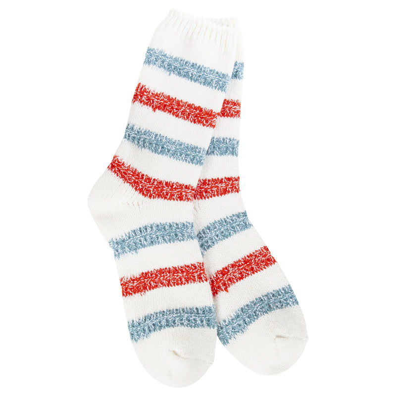SNOWSTRIPE RED & BLUE COZY WARM SOCKS