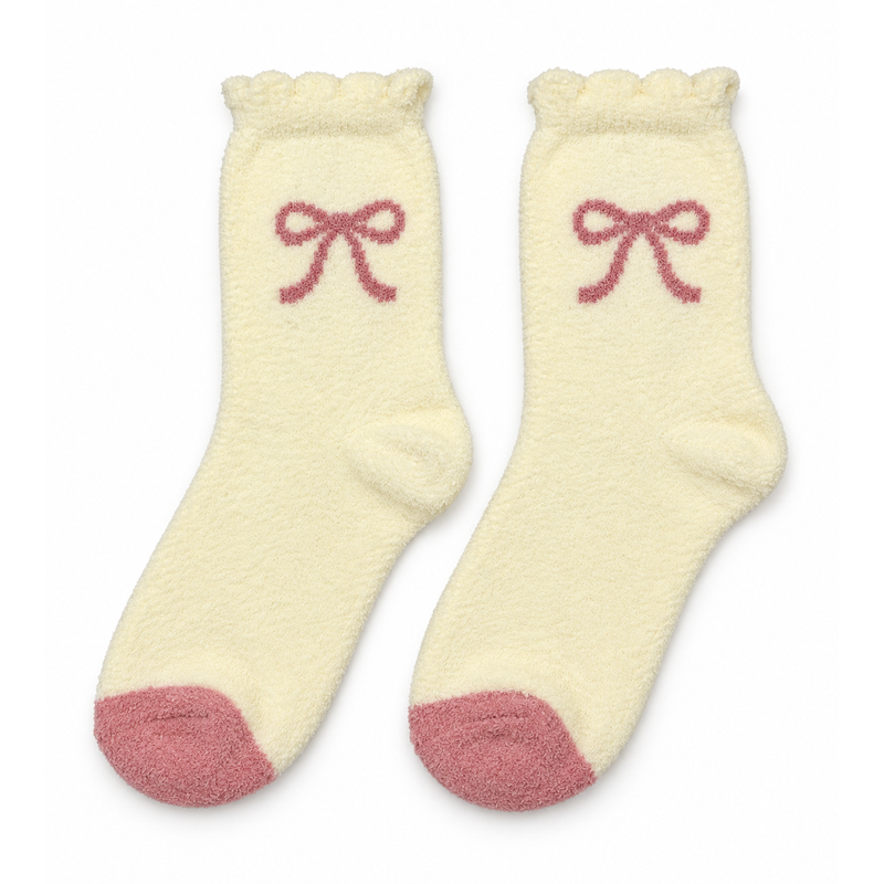 VANILLA BOW COZY WARM SOCKS