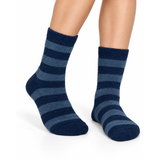 NAVY CABIN STRIPE COZY WARM SOCKS