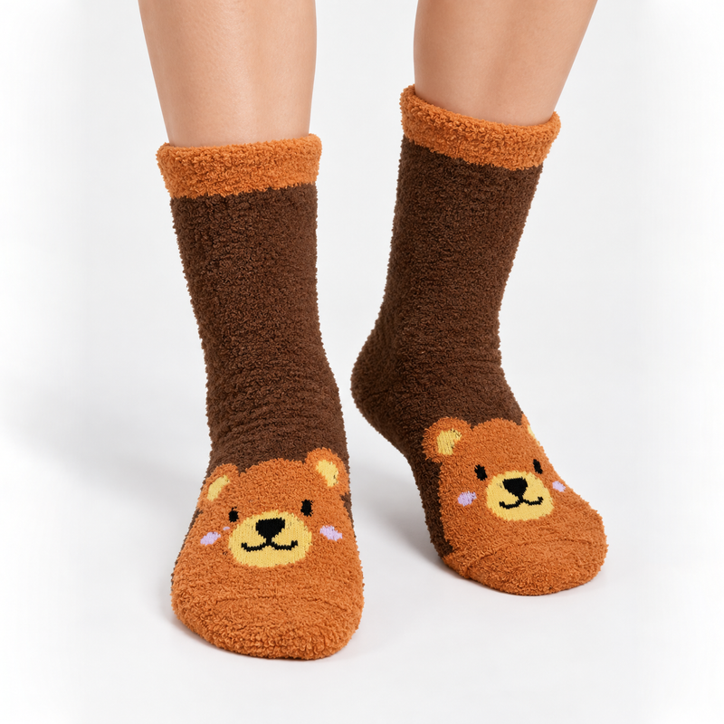 TEDDY TOES BROWN COZY WARM SOCKS