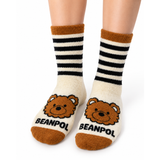 TEDDY STRIPE CREAM COZY WARM SOCKS