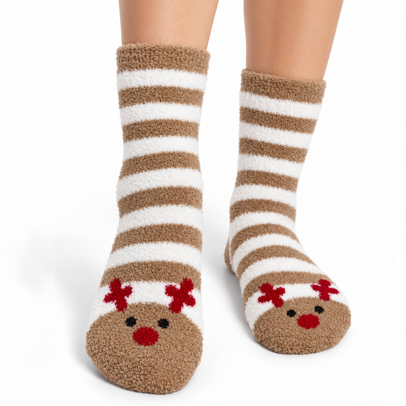 REINDEER STRIPE COZY WARM SOCKS
