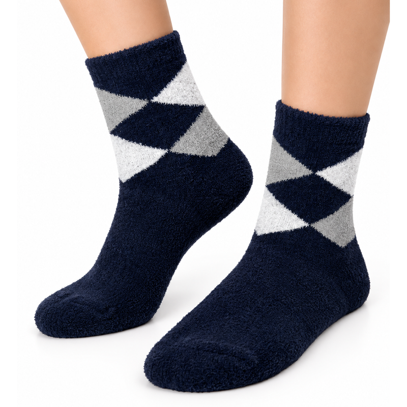 NAVY ARGYLE COZY WARM SOCKS