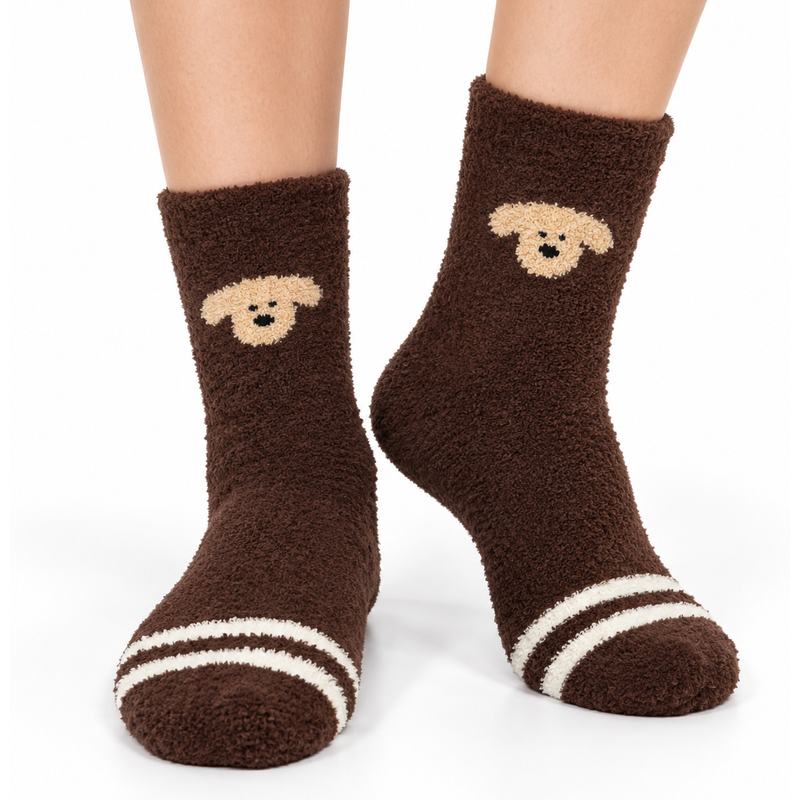 PUPPY MOCHA COZY WARM SOCKS