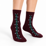 BLUE BLOSSOM BURGUNDY SOCKS (5-15YRS)
