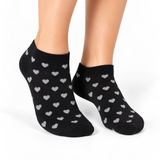 SHIMMER HEARTS BLACK ANKLE SOCKS