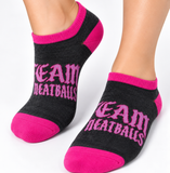 TEAM MEATBALLS CHARCOAL & PINK ANKLE SOCKS