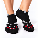 POM-POM PAW BLACK ANKLE SOCKS