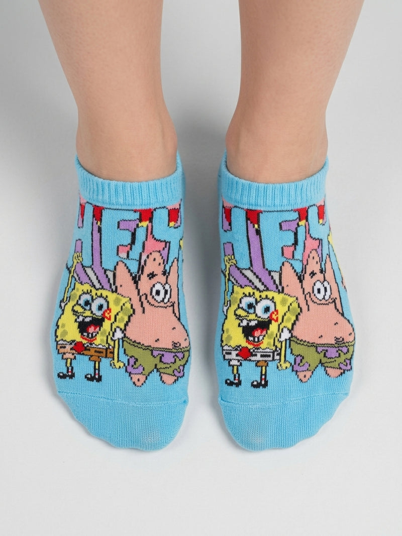 SPONGEBOB BLUE ANKLE SOCKS (5-15YRS)