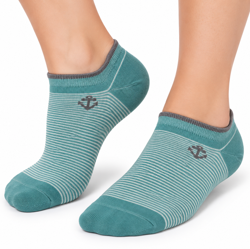 TEAL MICRO STRIPE ANKLE SOCKS