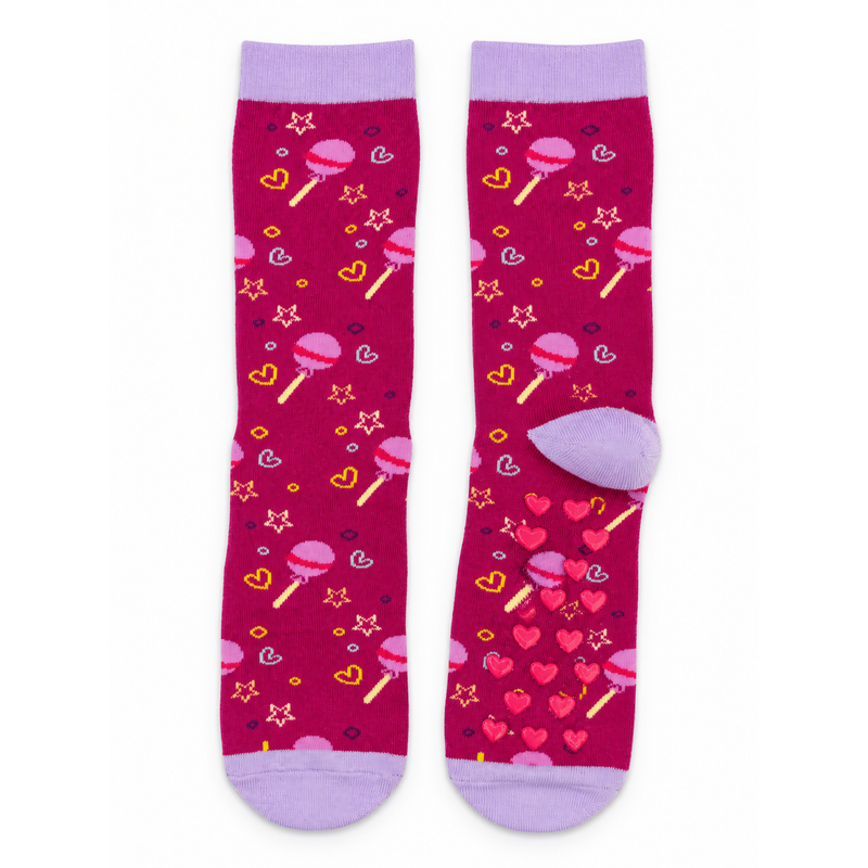LOLLIPOP HEARTS GRIP CREW SOCKS