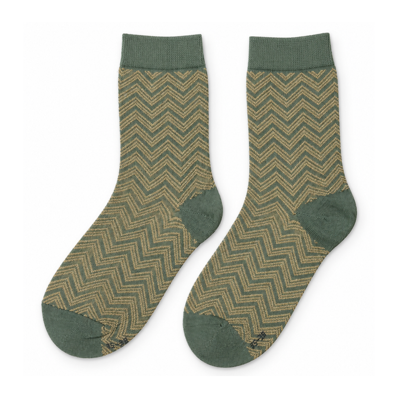 SAGE CHEVRON SHIMMER CREW SOCKS