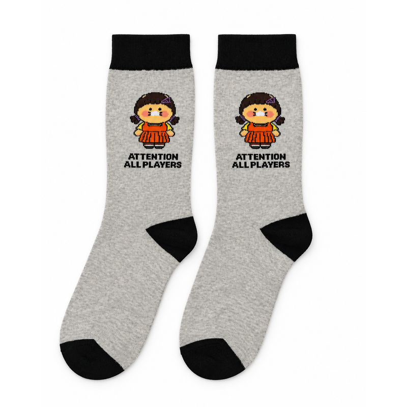 SQUID GAMES ATTENTION ALL PLAYERS CREW SOCKS