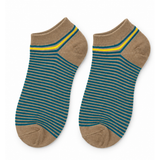 TEAL STRIPE TAN ANKLE SOCKS