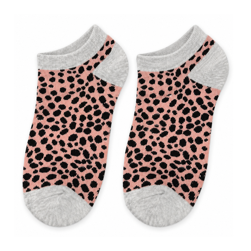 PEACH LEOPARD PRINT ANKLE SOCKS
