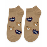 LOVE BEAR TAN ANKLE SOCKS