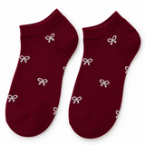 BURGUNDY BOW ANKLE SOCKS