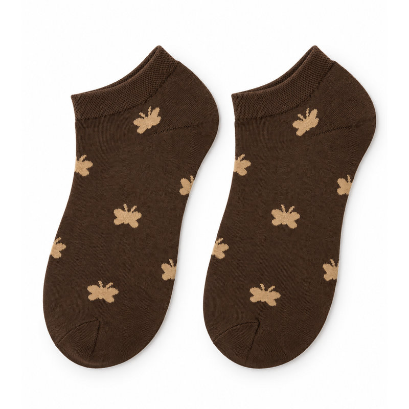 BUTTERFLY BROWN ANKLE SOCKS