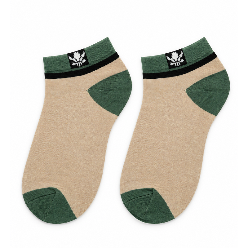 BEIGE & FOREST STREET LEAF ANKLE SOCKS