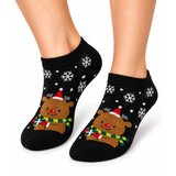 CHRISTMAS REINDEER BLACK ANKLE SOCKS