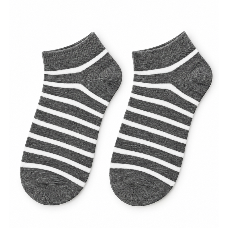 CLASSIC GREY STRIPE ANKLE SOCKS