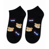 LOVE BEAR BLACK ANKLE SOCKS