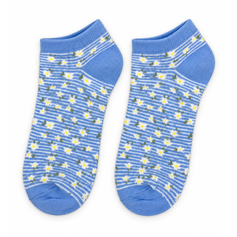 DAISY STRIPE BLUE ANKLE SOCKS
