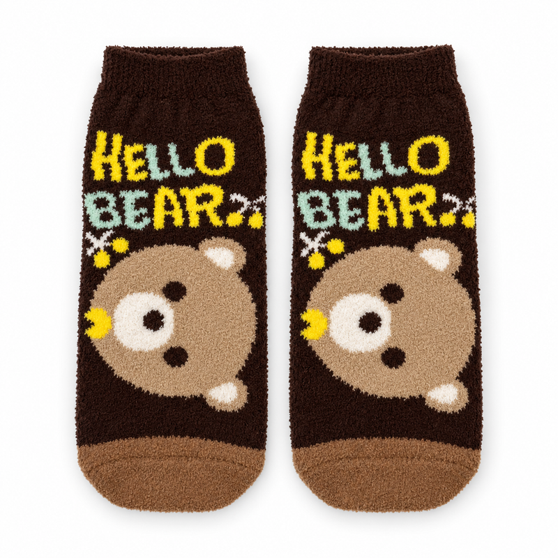 HELLO BEAR CHOCOLATE COZY WARM ANKLE SOCKS