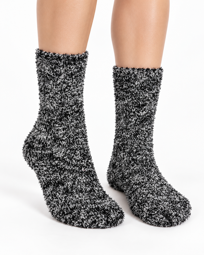 MIDNIGHT MARBLE BLACK COZY WARM SOCKS