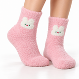 FLUFFY BUNNY PASTEL PINK COZY WARM SOCKS