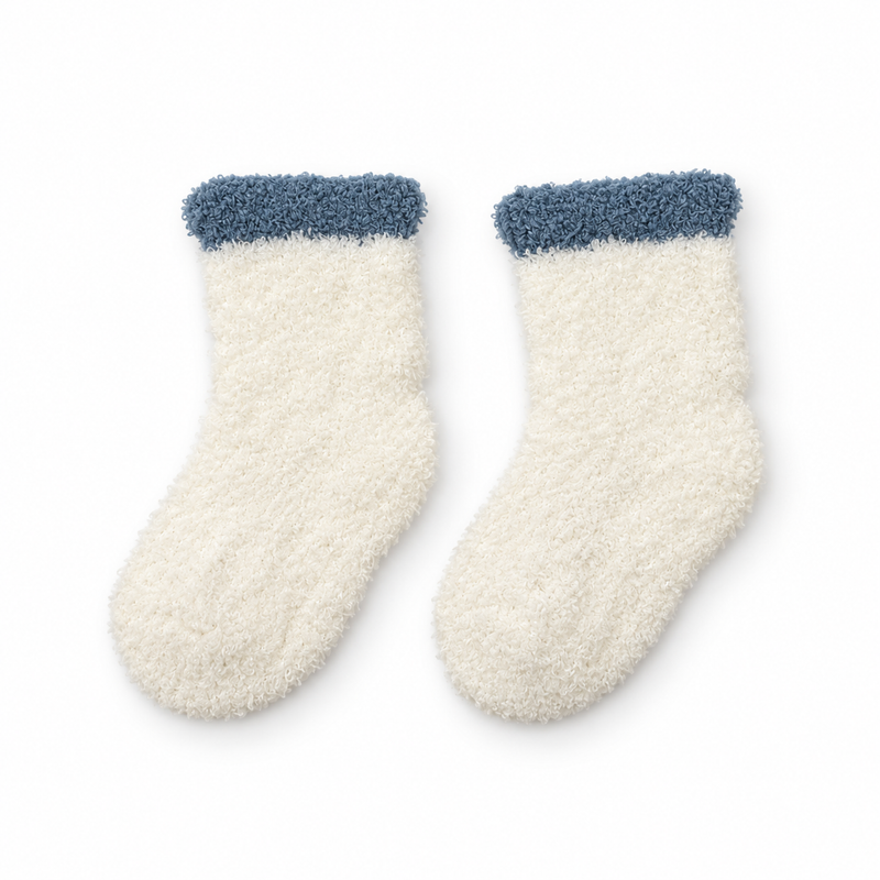 SNOWDRIFT CREAM & BLUE KIDS COZY WARM SOCKS (2-4YRS)