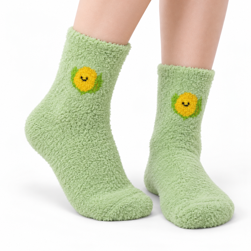 SUNNY BLOOM MINT COZY WARM SOCKS