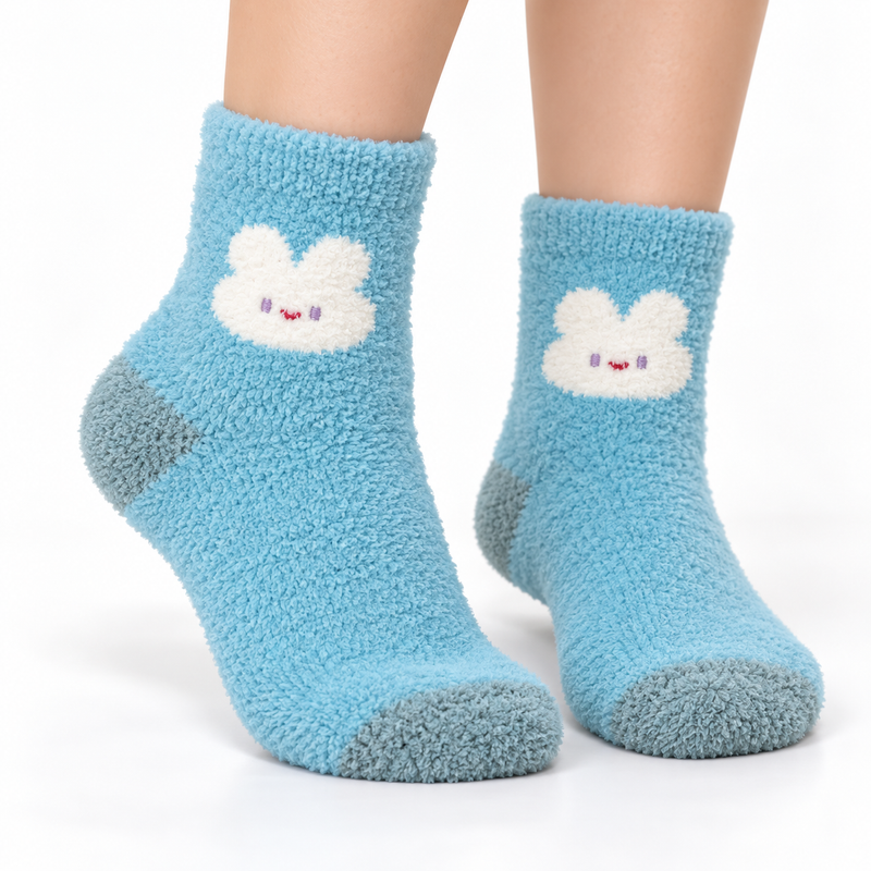 BLUE BUNNY SNUGGLES COZY WARM SOCKS