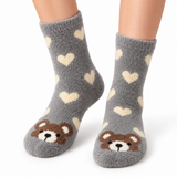 BEAR HUGS GREY HEART COZY WARM SOCKS