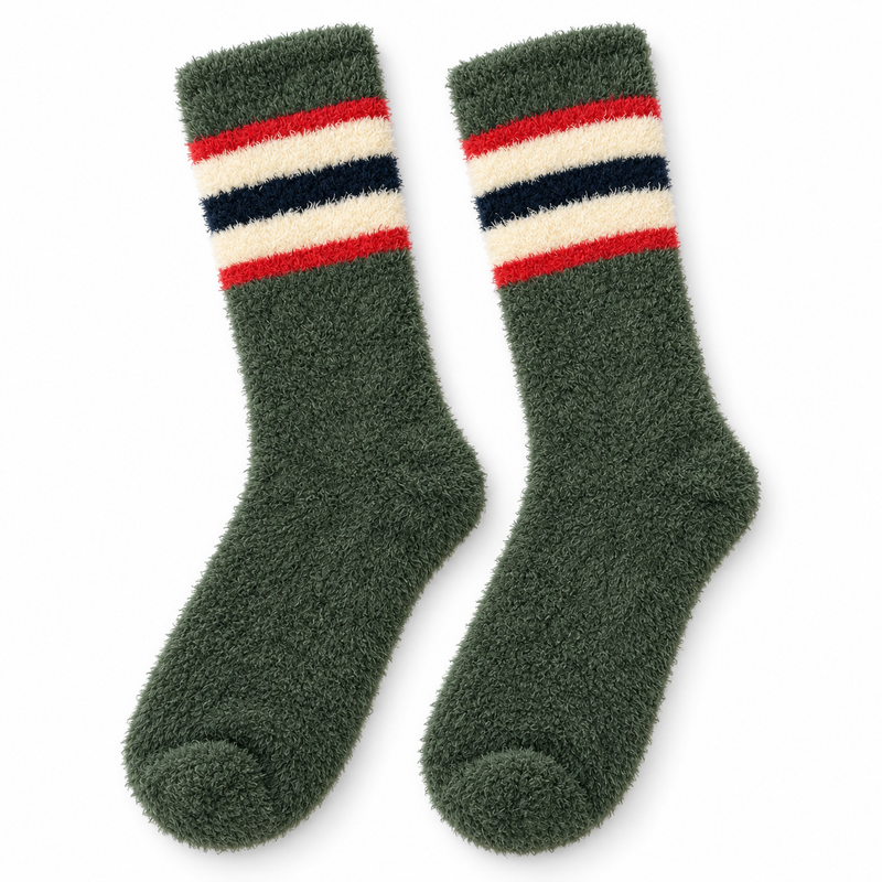 EVERGREEN RETRO STRIPE COZY WARM SOCKS