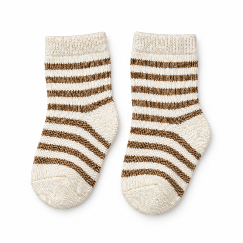 COCOA STRIPE BABY SOCKS (0-6 MONTHS)
