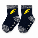 LIGHTNING BOLT NAVY ANTI SLIP SOCKS (6-24 MONTHS)