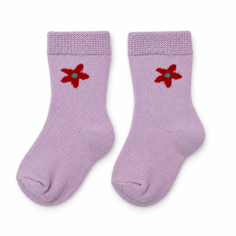 LILAC RED FLOWER SOCKS (6-24 MONTHS)