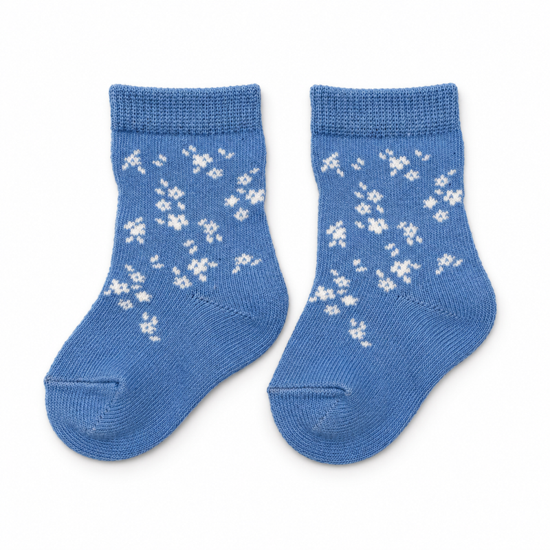 SKY BLUE DITSY FLORAL SOCKS (6-24 MONTHS)